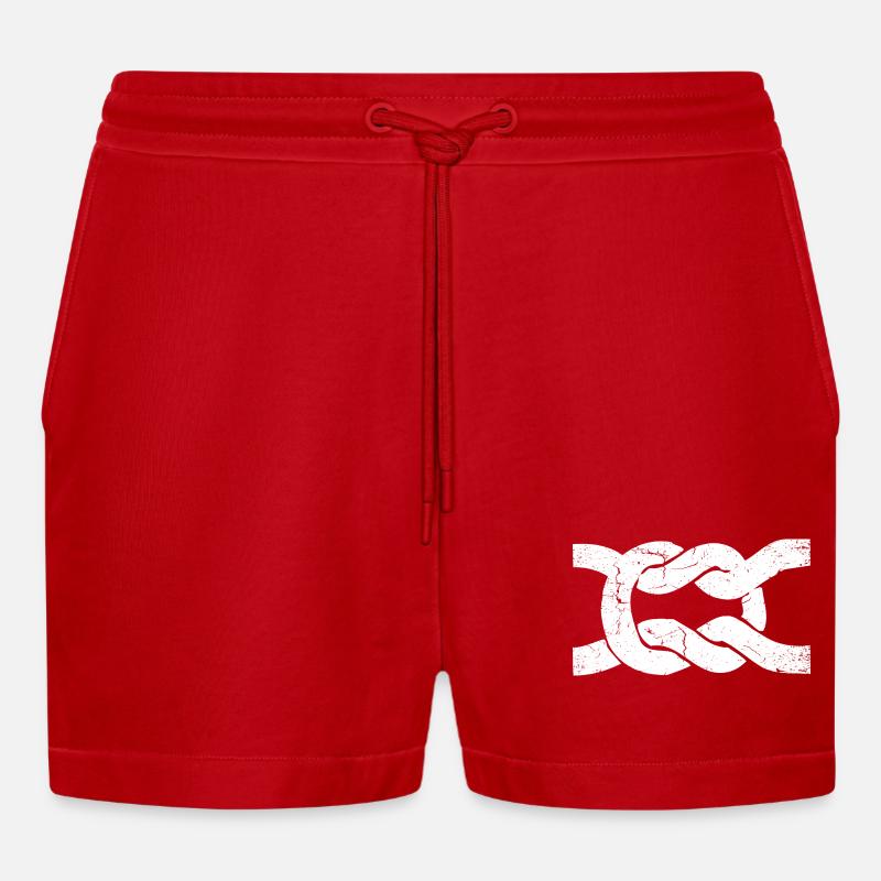 Sailor's knot | node | Node - Organic Relaxed Cropped Shorts Made in EU - red