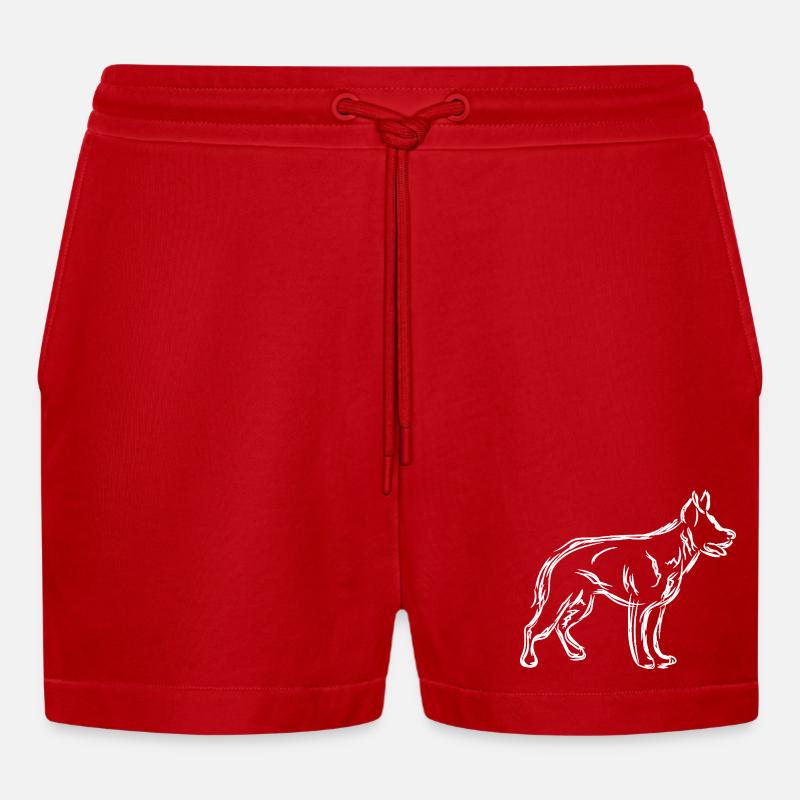 Schäferhund - Organic Relaxed Cropped Shorts Made in EU - Rot