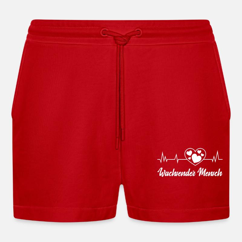 Werdende Mutter WACHSENDER MENSCH Lustig - Organic Relaxed Cropped Shorts Made in EU - Rot