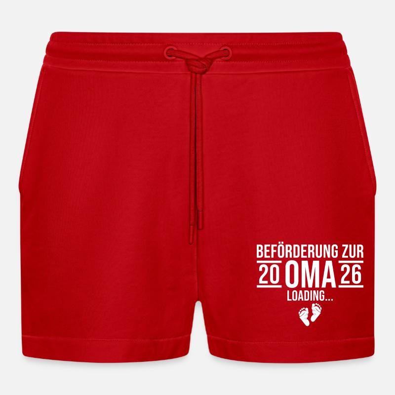 Oma 2026 loading - Werdende Großmutter - Organic Relaxed Cropped Shorts Made in EU - Rot