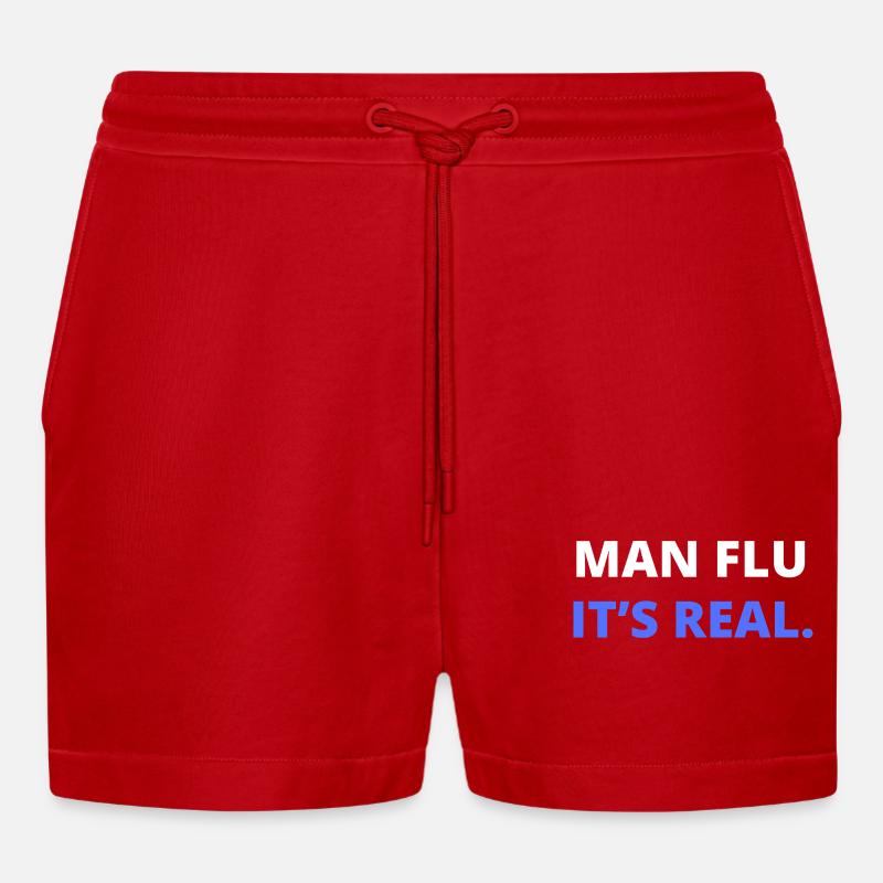 Mann Grippe Es ist echte Illustration - Organic Relaxed Cropped Shorts Made in EU - Rot