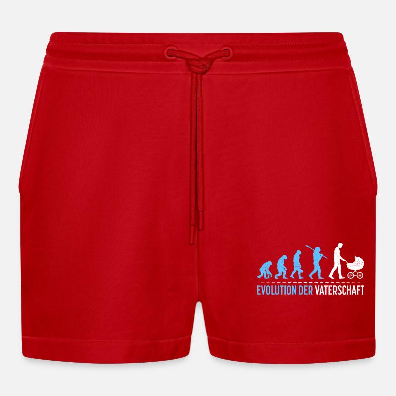 Werdender Vater EVOLUTION DER VATERSCHAFT Lustig - Organic Relaxed Cropped Shorts Made in EU - Rot
