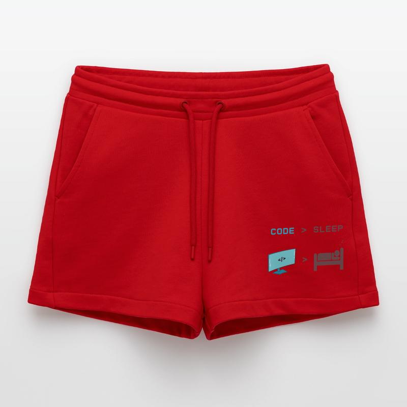 Code vs Sleep: Coder in Sleep Mode Organic Relaxed Cropped Shorts Made in EU