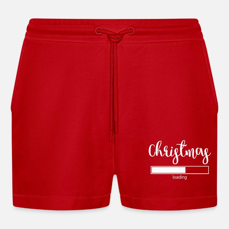 Christmas Loading - Organic Relaxed Cropped Shorts Made in EU - red