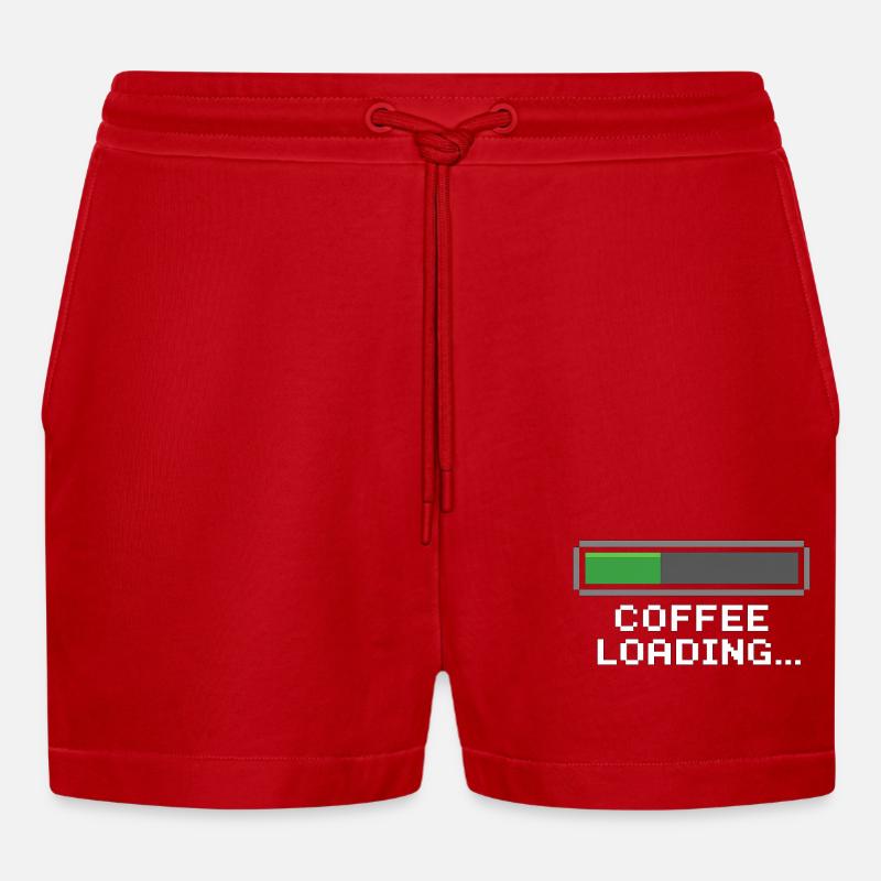 Kaffee Ladebalken Pixel - Organic Relaxed Cropped Shorts Made in EU - Rot