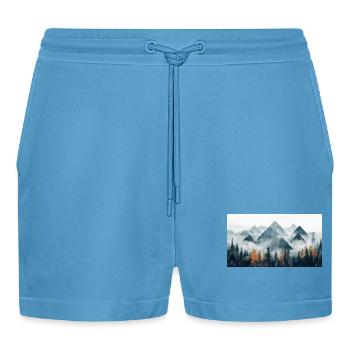 forest mountains - Organic Relaxed Cropped Shorts Made in EU -  Sol Blue - Front