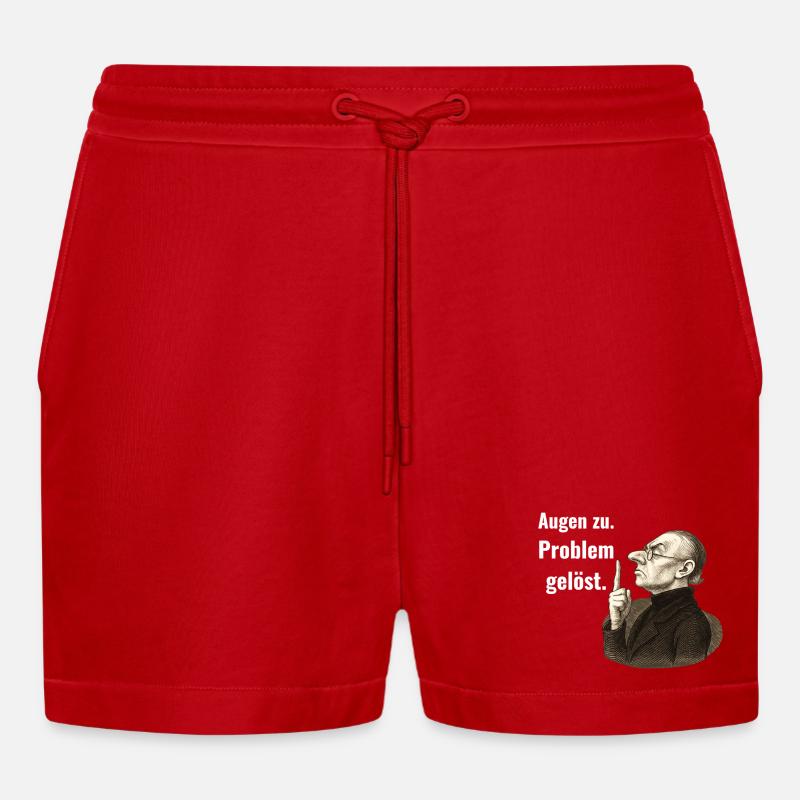 Close your eyes – problem solved. - Organic Relaxed Cropped Shorts Made in EU - red
