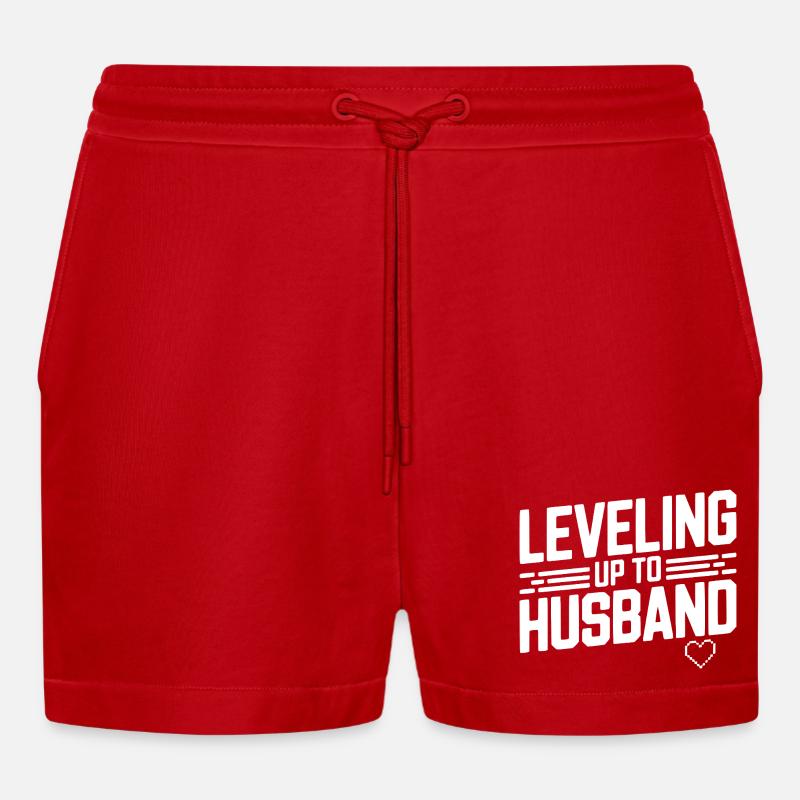 Aufleveln Zum Ehemann - Organic Relaxed Cropped Shorts Made in EU - Rot