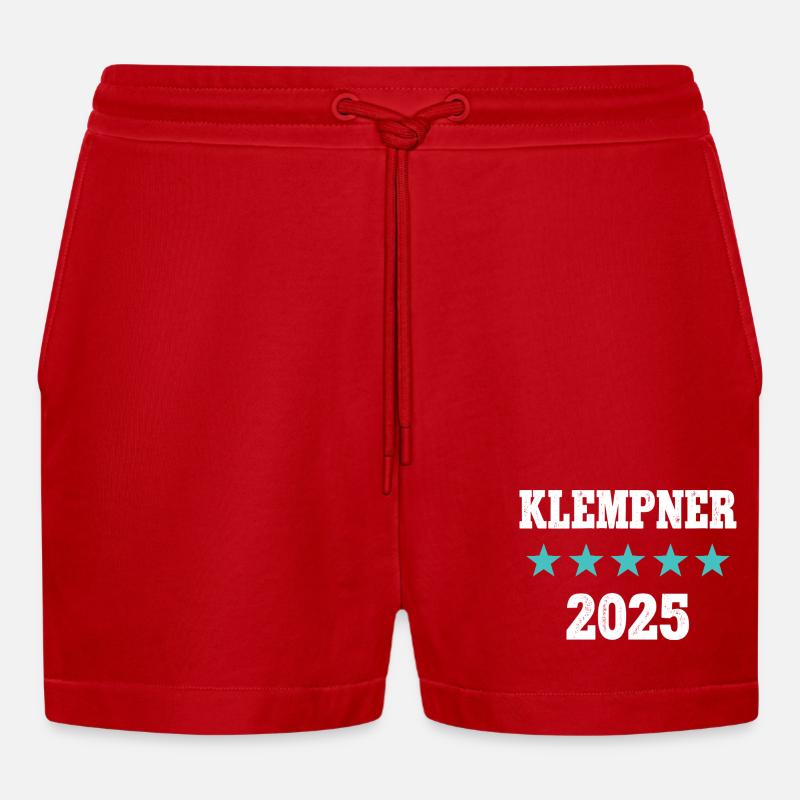 Plumber 2025 Training Exam Master Apprentice - Organic Relaxed Cropped Shorts Made in EU - red