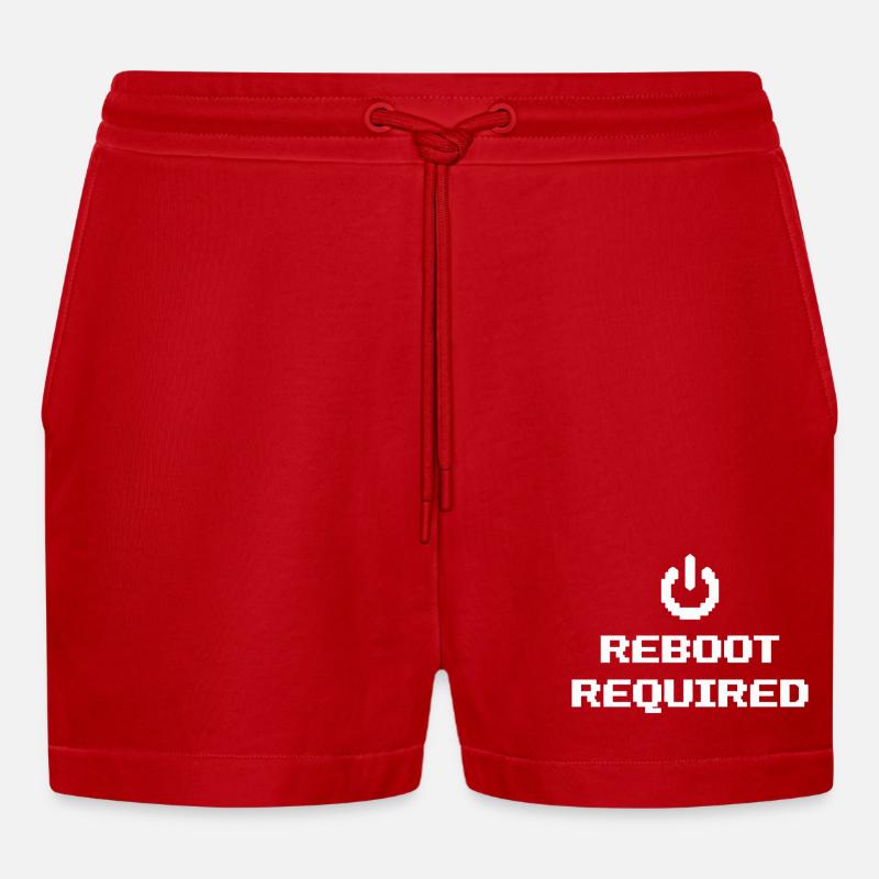REBOOT REQUIRED Neustart Erforderlich - Organic Relaxed Cropped Shorts Made in EU - Rot