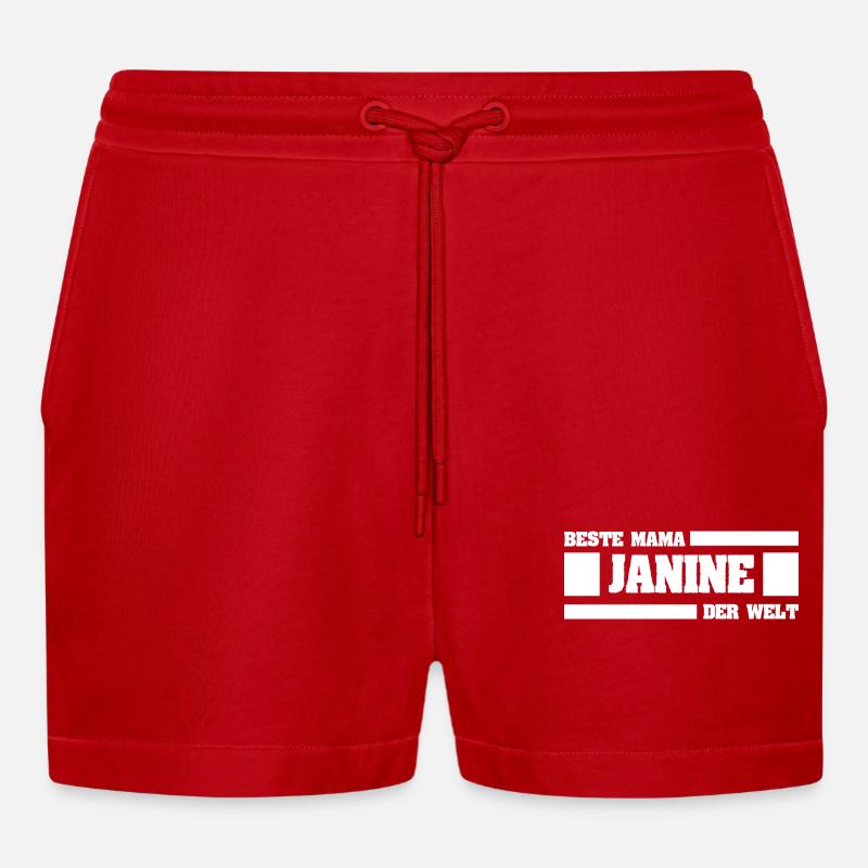 Mutter Janine - Organic Relaxed Cropped Shorts Made in EU - Rot