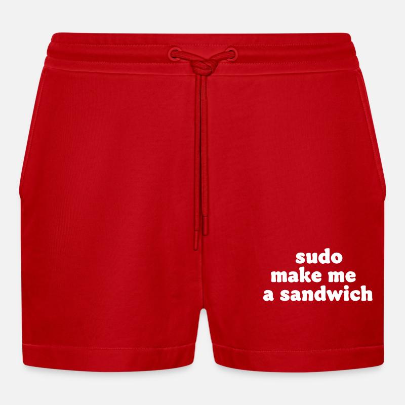 Sudo Commando Meme Sandwich - Short bio décontracté court fabriqué en UE - rouge
