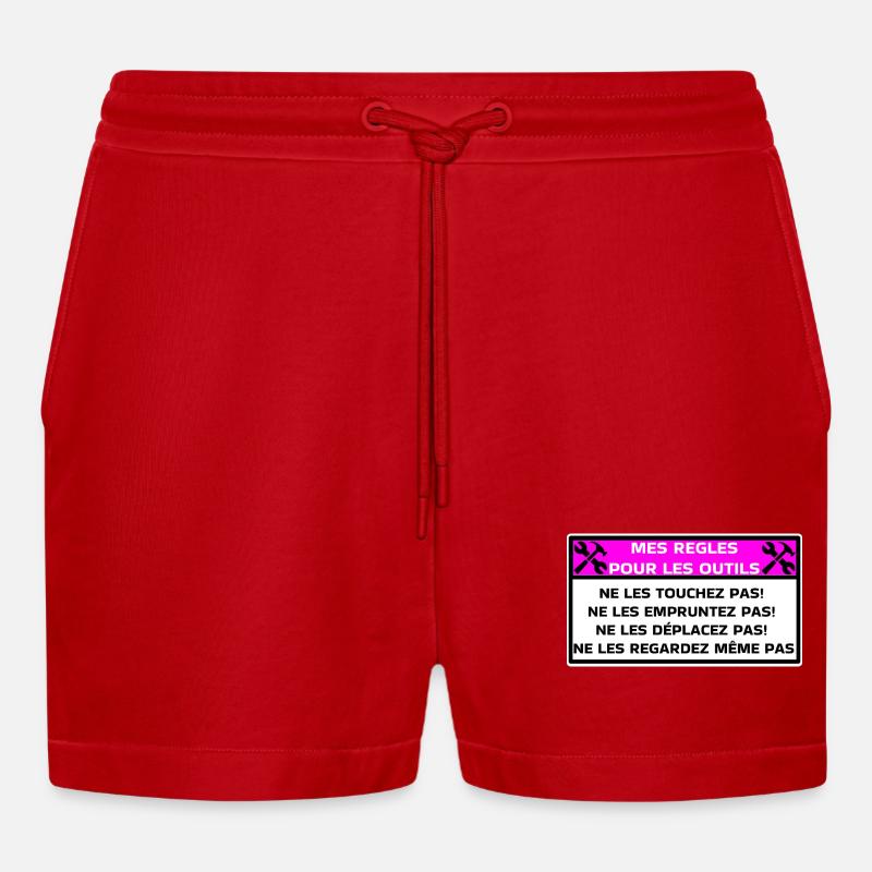 My rules for tools - Organic Relaxed Cropped Shorts Made in EU - red