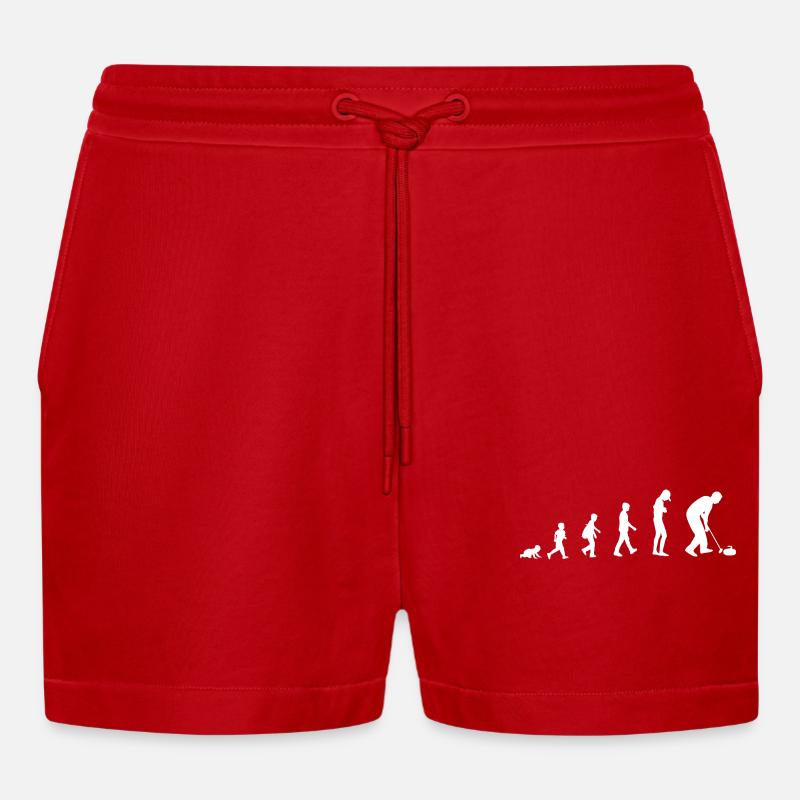 Development into a curling player - Organic Relaxed Cropped Shorts Made in EU - red
