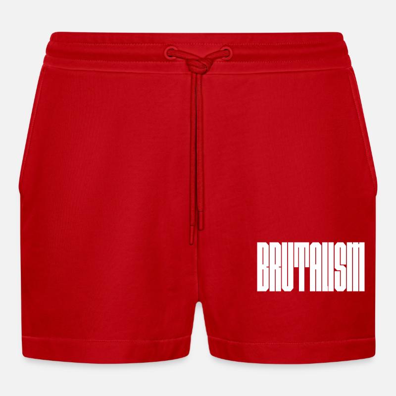 Mutiges Brutalismus-Logodesign - Organic Relaxed Cropped Shorts Made in EU - Rot