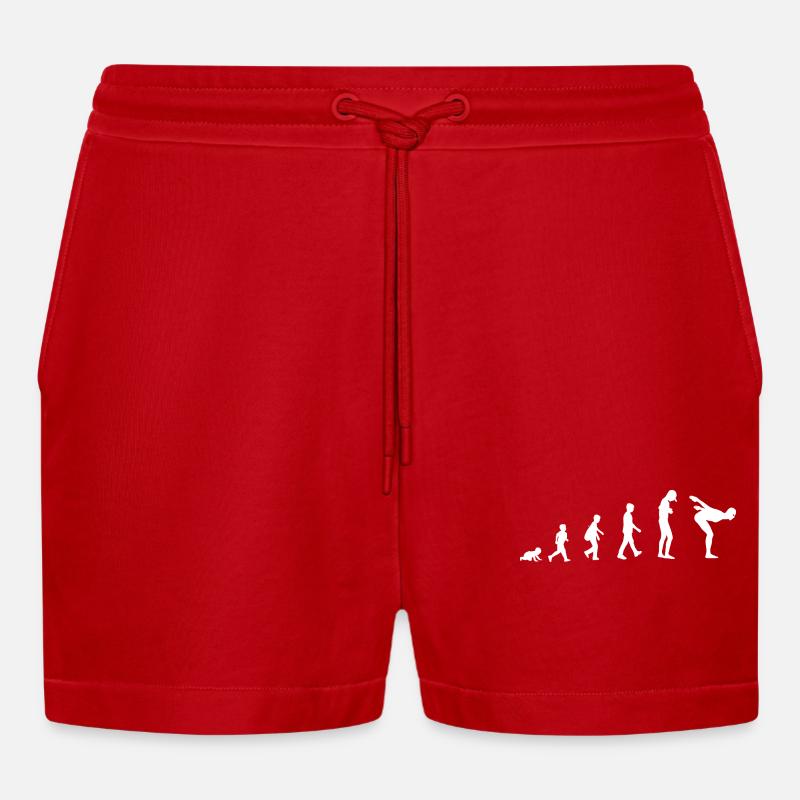 Development into a swimmer - Organic Relaxed Cropped Shorts Made in EU - red