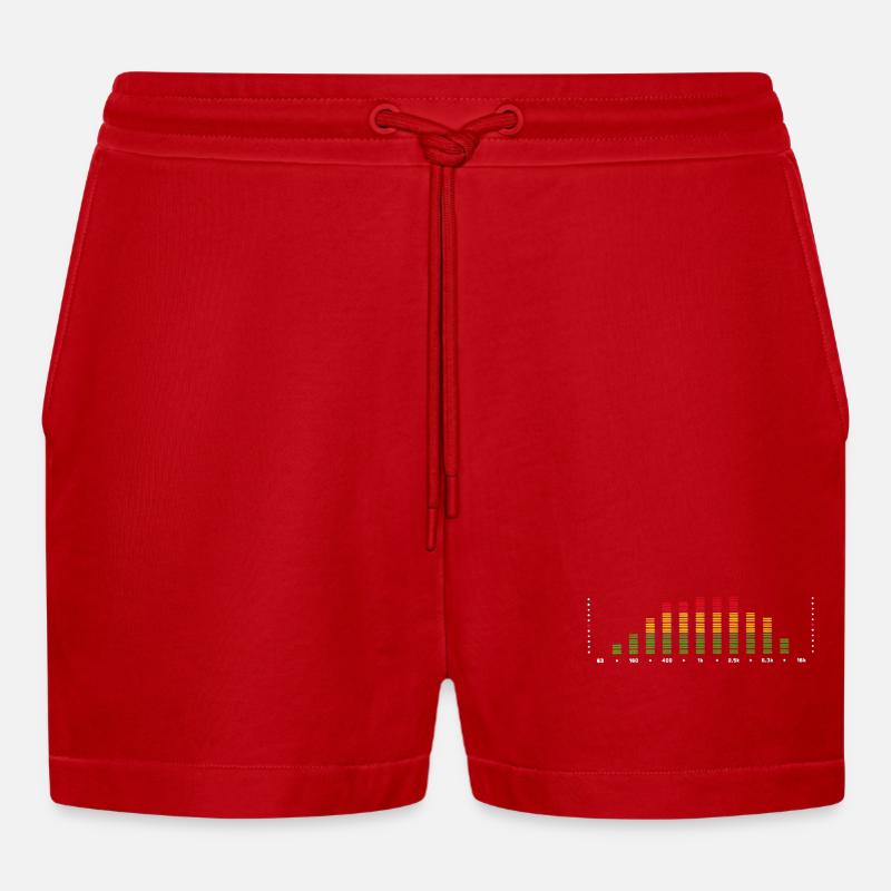 Rainbow Equalizer Pulse - Organic Relaxed Cropped Shorts Made in EU - Rot