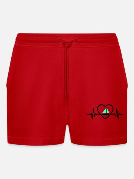 Heart Sailing – Passion Boat - Organic Relaxed Cropped Shorts Made in EU - red
