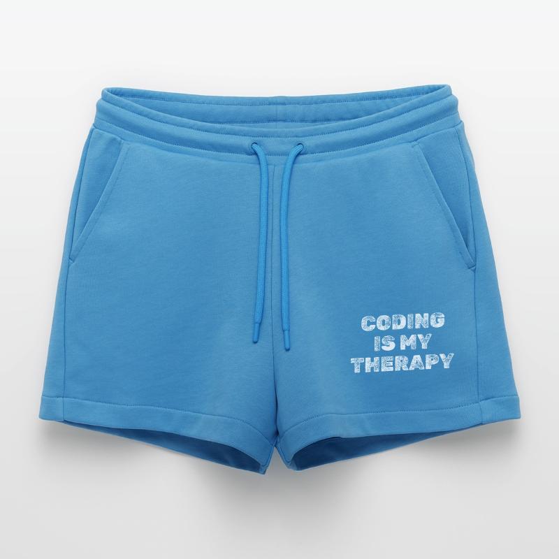 Coding Is My Therapy Programmierer Shirt Organic Relaxed Cropped Shorts Made in EU