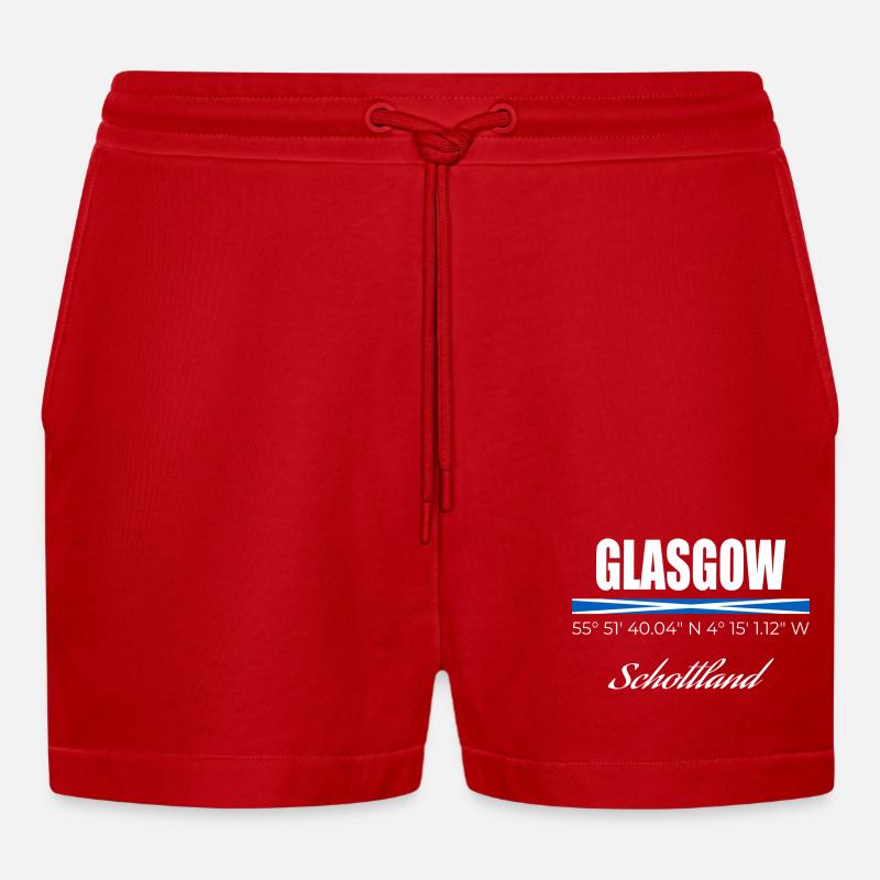 Glasgow - Organic Relaxed Cropped Shorts Made in EU - red