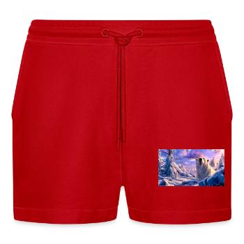 Art fantastique magique de rêve hivernal sur l’ours polaire - Short bio décontracté court fabriqué en UE - rouge - Devant