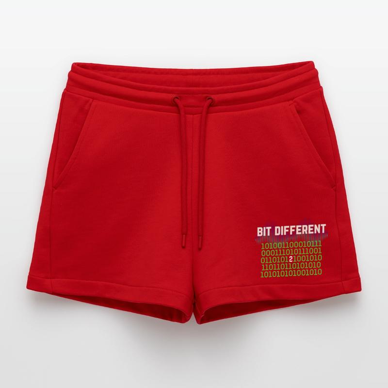 Bit Different - Nerdy Binary Error Design Organic Relaxed Cropped Shorts Made in EU