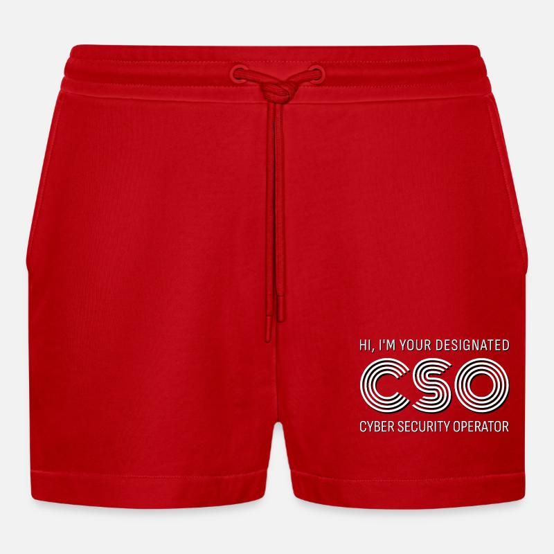 CSO Cyber Security Operator - Organic Relaxed Cropped Shorts Made in EU - red