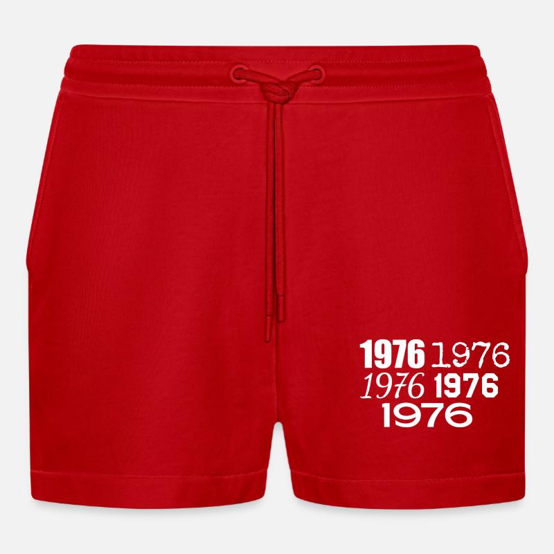 1976 - Organic Relaxed Cropped Shorts Made in EU - red