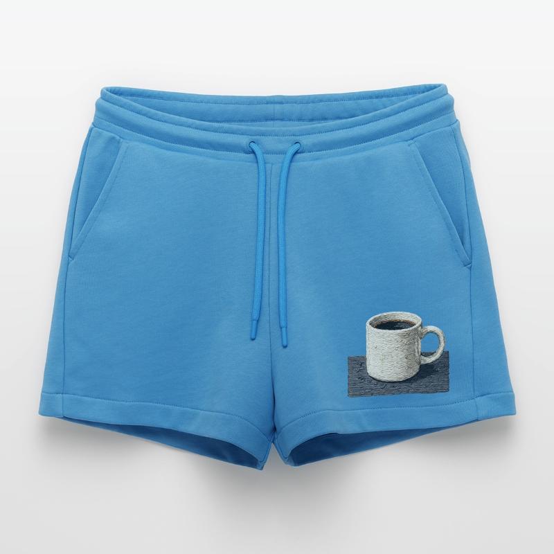 Embroidered mug filter coffee slow coffee (printed) Organic Relaxed Cropped Shorts Made in EU