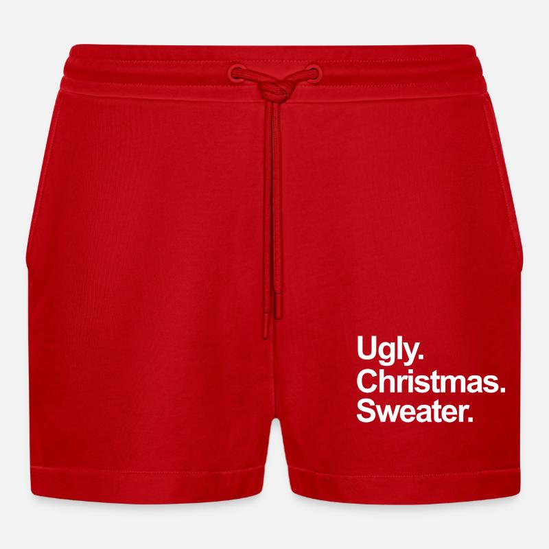 Pull de Noël moche - Short bio décontracté court fabriqué en UE - rouge