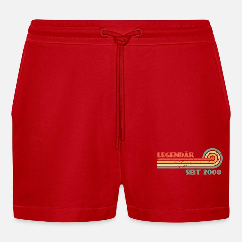 Legendär Seit 2000 Retro Rainbow - Organic Relaxed Cropped Shorts Made in EU - Rot