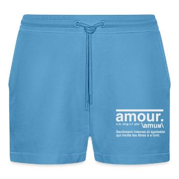 Love Definition Dictionary Style - Organic Relaxed Cropped Shorts Made in EU -  Sol Blue - Vorne