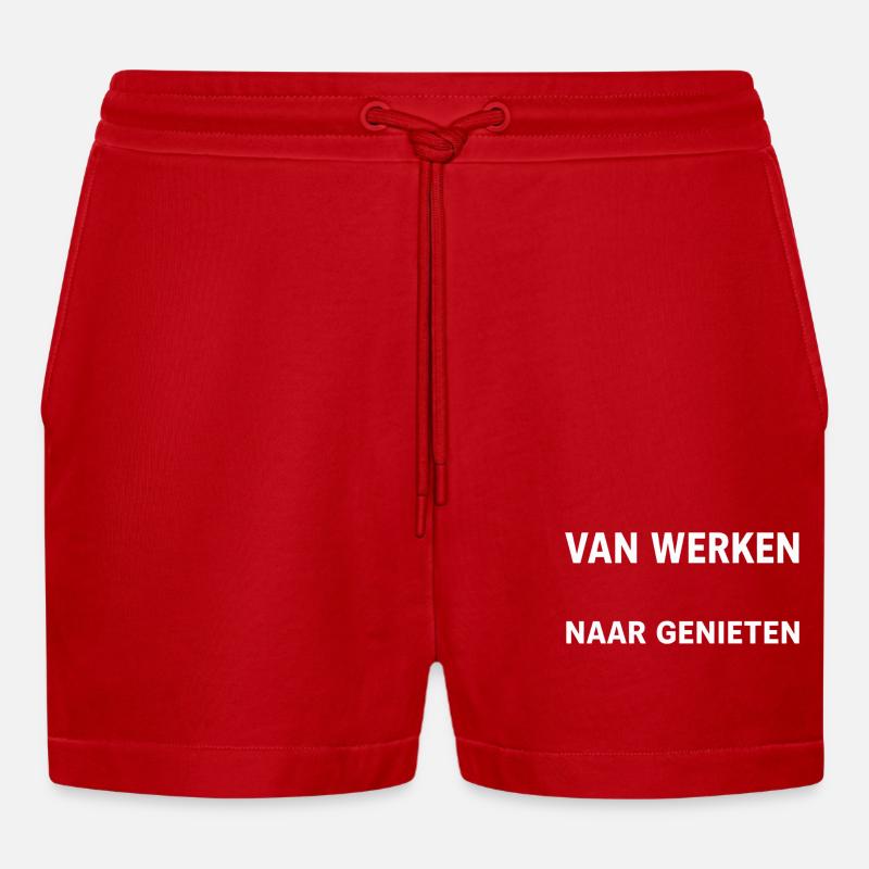 From working to enjoying - Organic Relaxed Cropped Shorts Made in EU - red