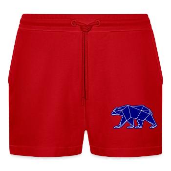Eisbär Polar Bär Polygon Symbol - Organic Relaxed Cropped Shorts Made in EU - Rot - Vorne
