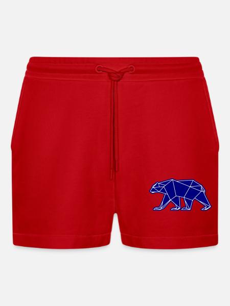 Polar Bear Polar Bear Polygon Icon - Organic Relaxed Cropped Shorts Made in EU - red