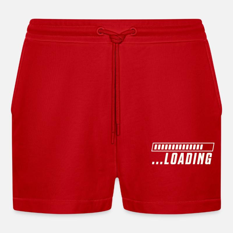 Loading Bar Loading Progress - Organic Relaxed Cropped Shorts Made in EU - red