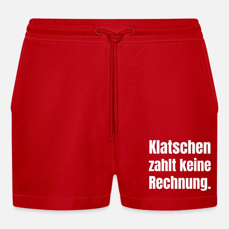Clapping doesn't pay a bill - Organic Relaxed Cropped Shorts Made in EU - red