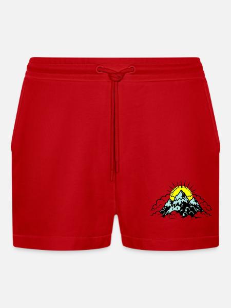Mountains Alps Nature - Organic Relaxed Cropped Shorts Made in EU - red