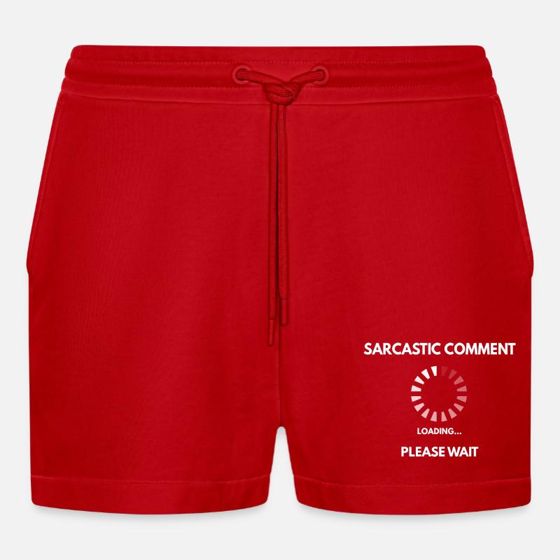 Sarcastic comment loading - Organic Relaxed Cropped Shorts Made in EU - red
