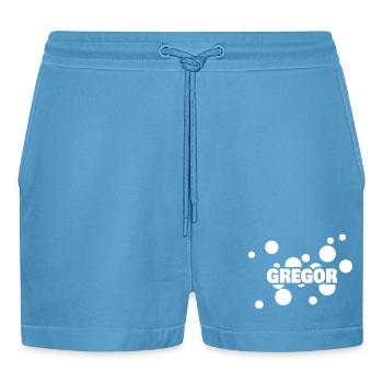 First name Gregor - Organic Relaxed Cropped Shorts Made in EU -  Sol Blue - Front