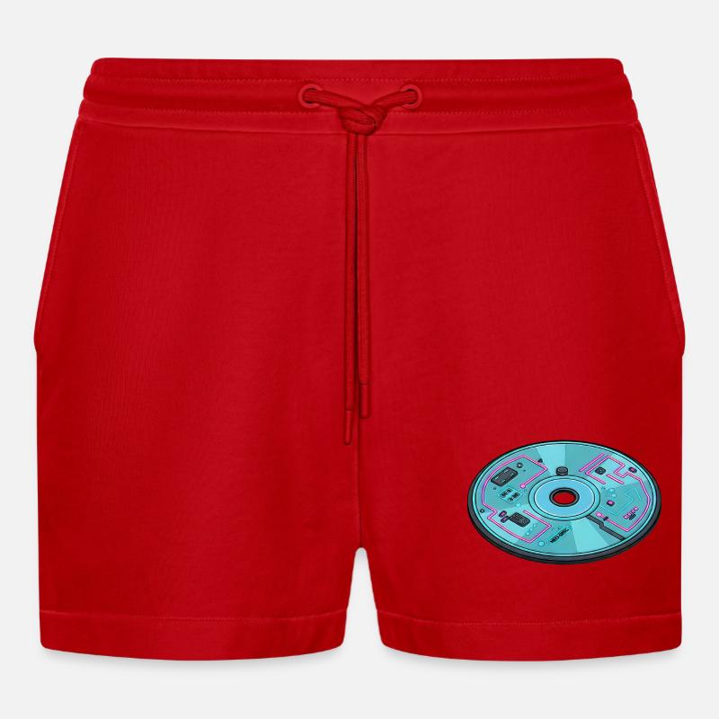 Digitale Zukunft Computer 90er Retro Design - Organic Relaxed Cropped Shorts Made in EU - Rot