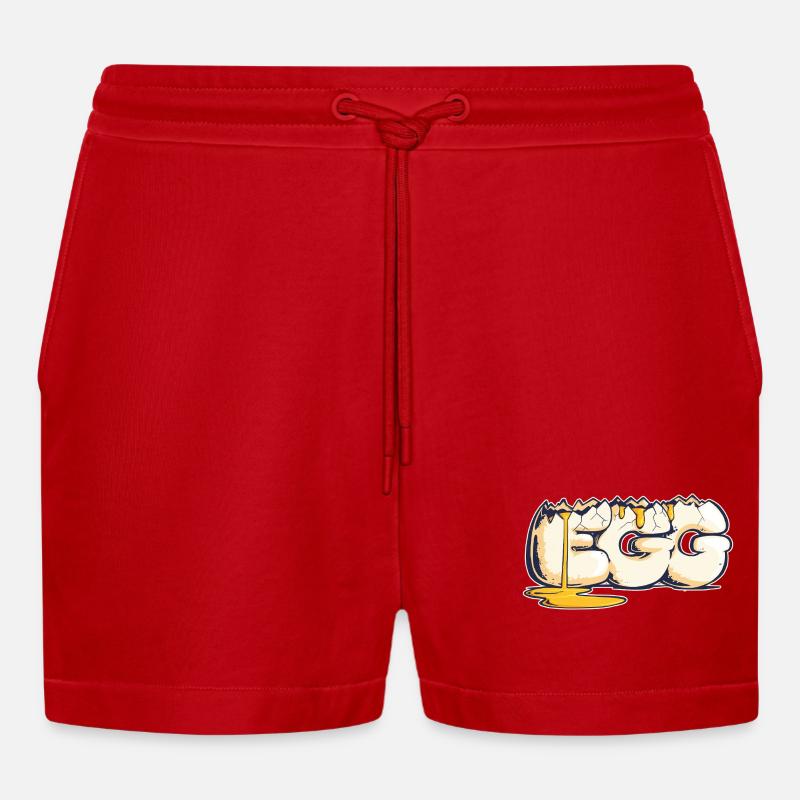 Ei, gezogenes Wort (2) - Organic Relaxed Cropped Shorts Made in EU - Rot