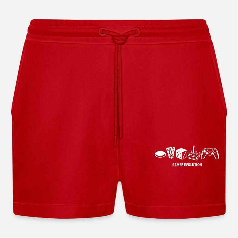 Controller Evolution | Gamers - Organic Relaxed Cropped Shorts Made in EU - red