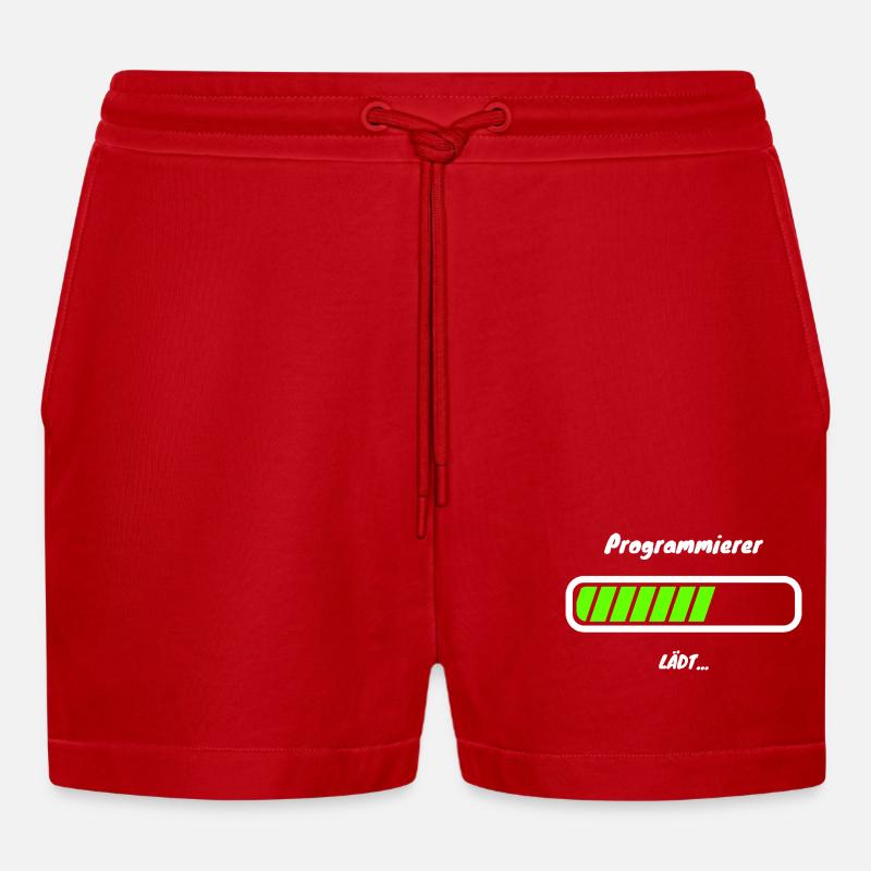 Programmierer Loading Softwareentwicklung - Organic Relaxed Cropped Shorts Made in EU - Rot