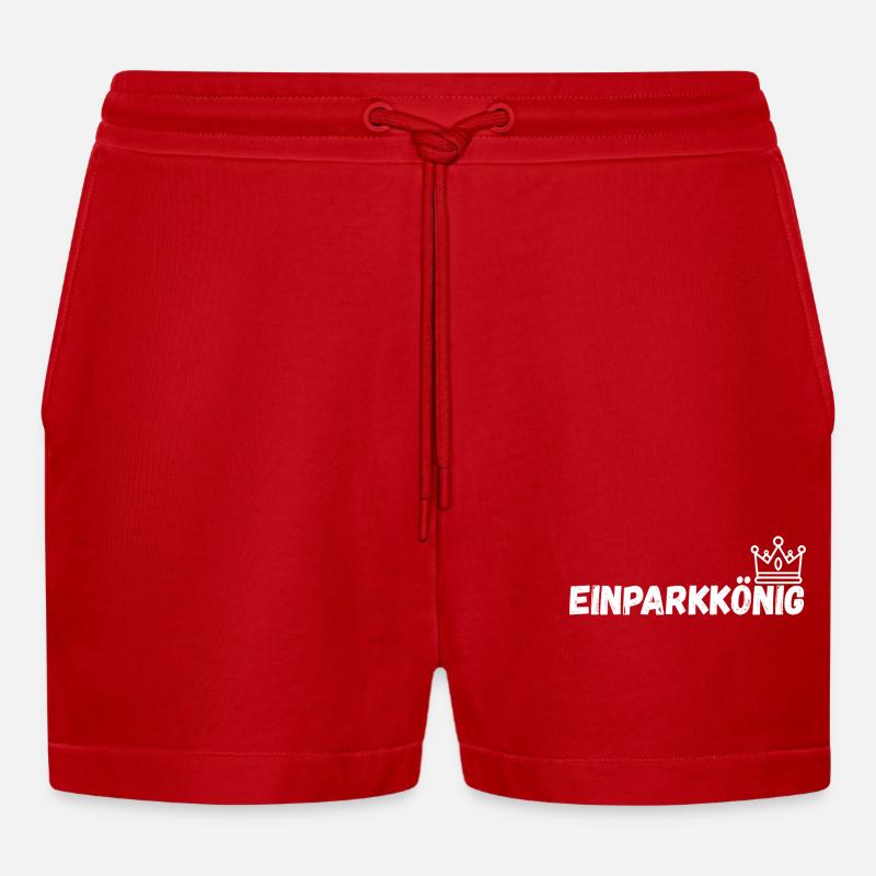 Einparkkonig_schwarz - Organic Relaxed Cropped Shorts Made in EU - red
