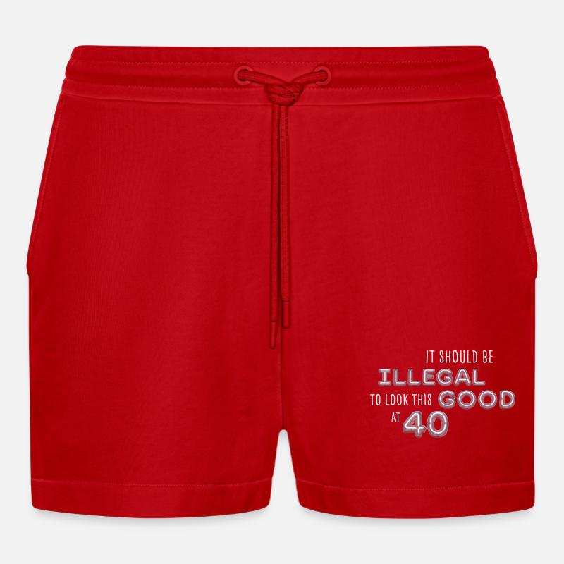 Apparition illégale avec 40 néons - Short bio décontracté court fabriqué en UE - rouge