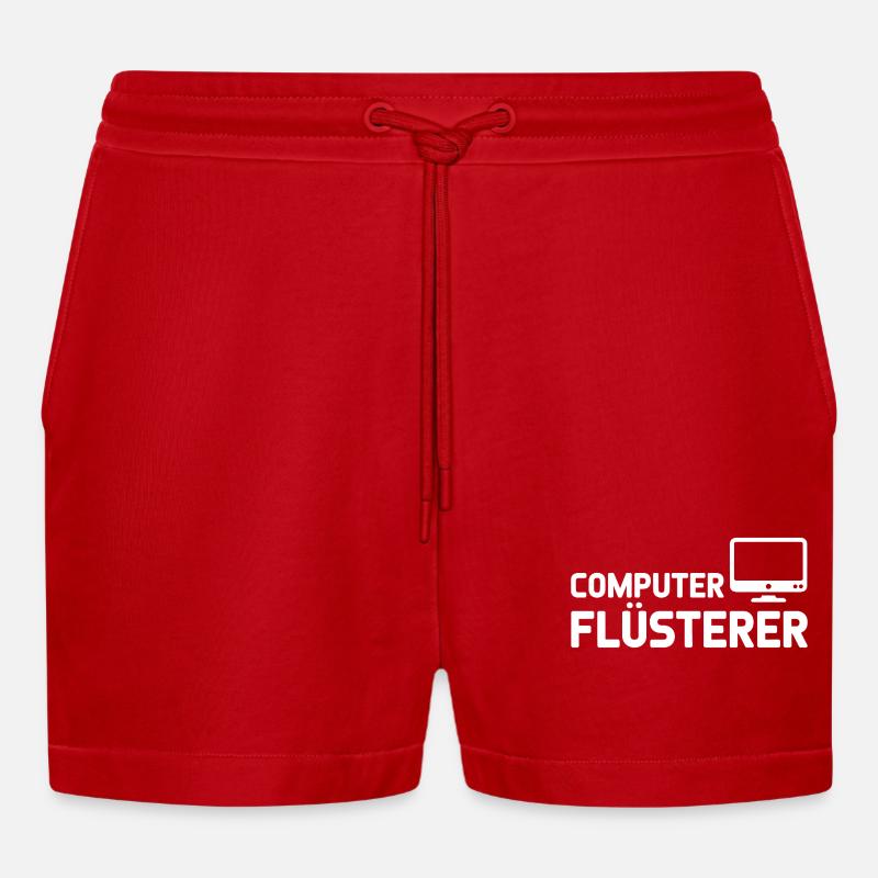 Pixelcomputer Nebula Muster - Organic Relaxed Cropped Shorts Made in EU - Rot