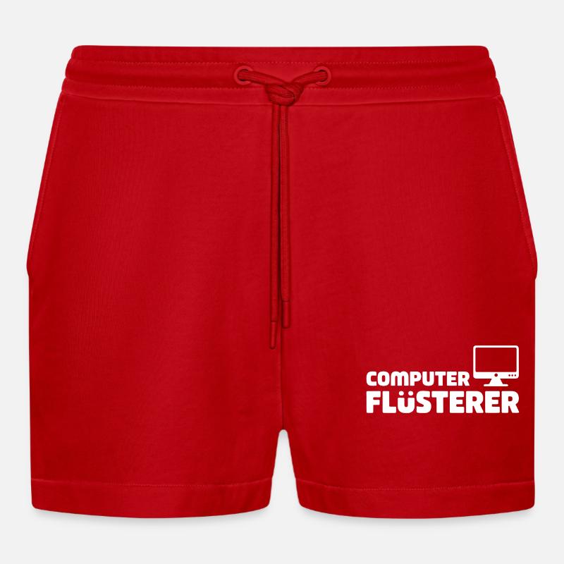 Computer Flüsterer Retro-Tech - Organic Relaxed Cropped Shorts Made in EU - Rot