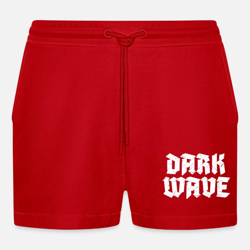 Dark-Wave-Typografie-Logodesign - Organic Relaxed Cropped Shorts Made in EU - Rot