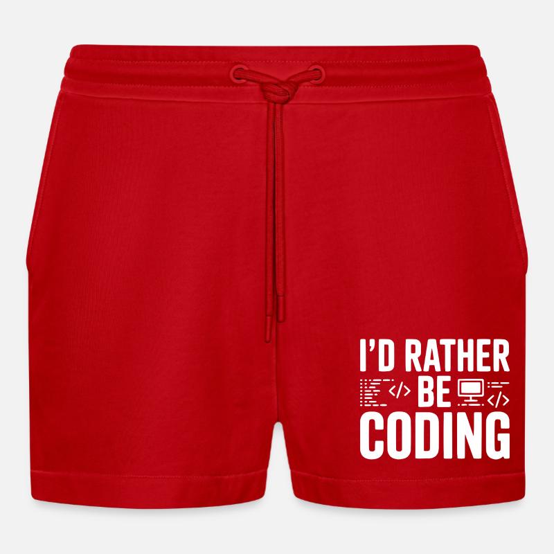 Je préfère coder - Short bio décontracté court fabriqué en UE - rouge